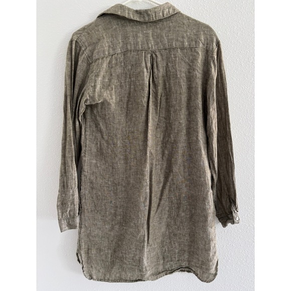 Artisan NY Dress Womens Small Green Linen Shirtdress Coastal Beachy Flowy‎ Boho - Picture 2 of 7